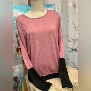 Women's Pink Long-Sleeve Colorblock Top